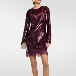 Simkhai mako sequin and lace long sleeve dress